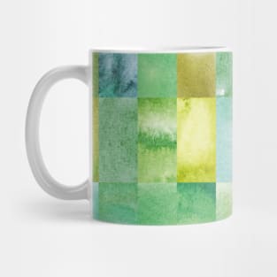 Abstract Minimal Green Watercolour Mosaic Collage. Mug